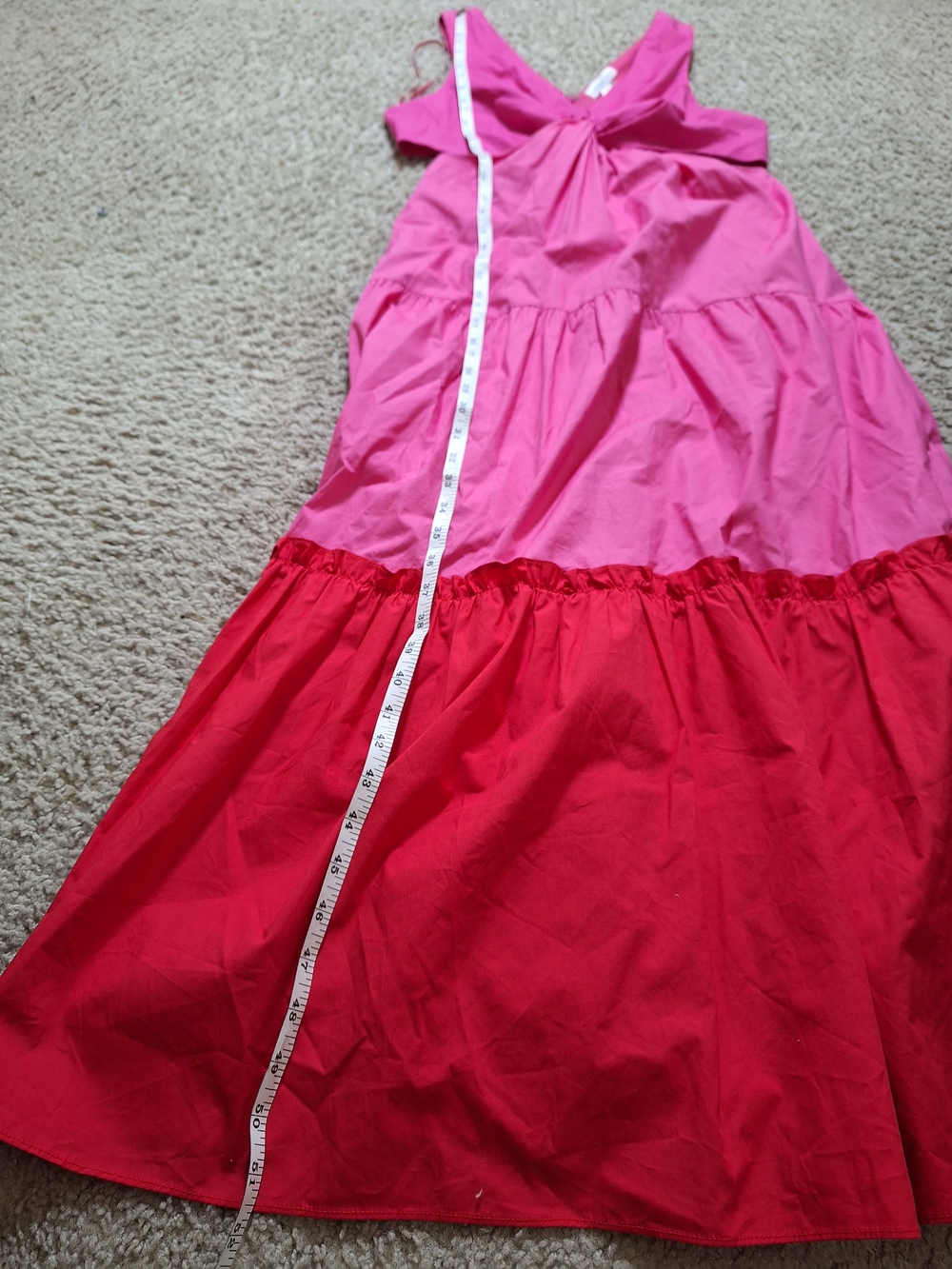 NWT Endless Rose Colorblock Cutout Maxi Dress Pink Red Tiered Ruffle Cotton Sz M - Picture 8 of 8